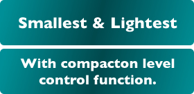 Smallest & Lightweight in range. Featuring Control function to adjust compacton levels.